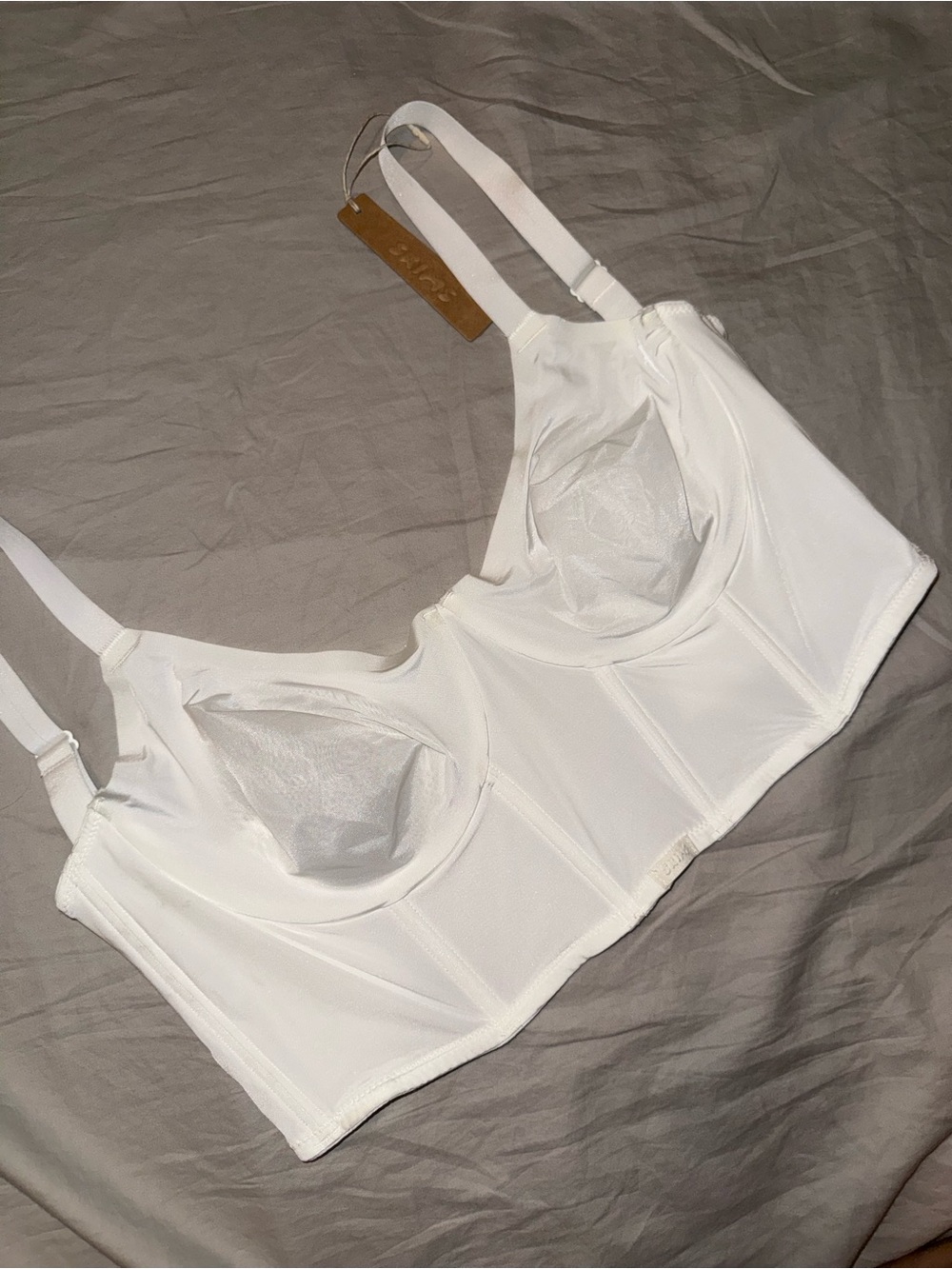 SKIMS White Longline Underwire Bra with Structured Seams